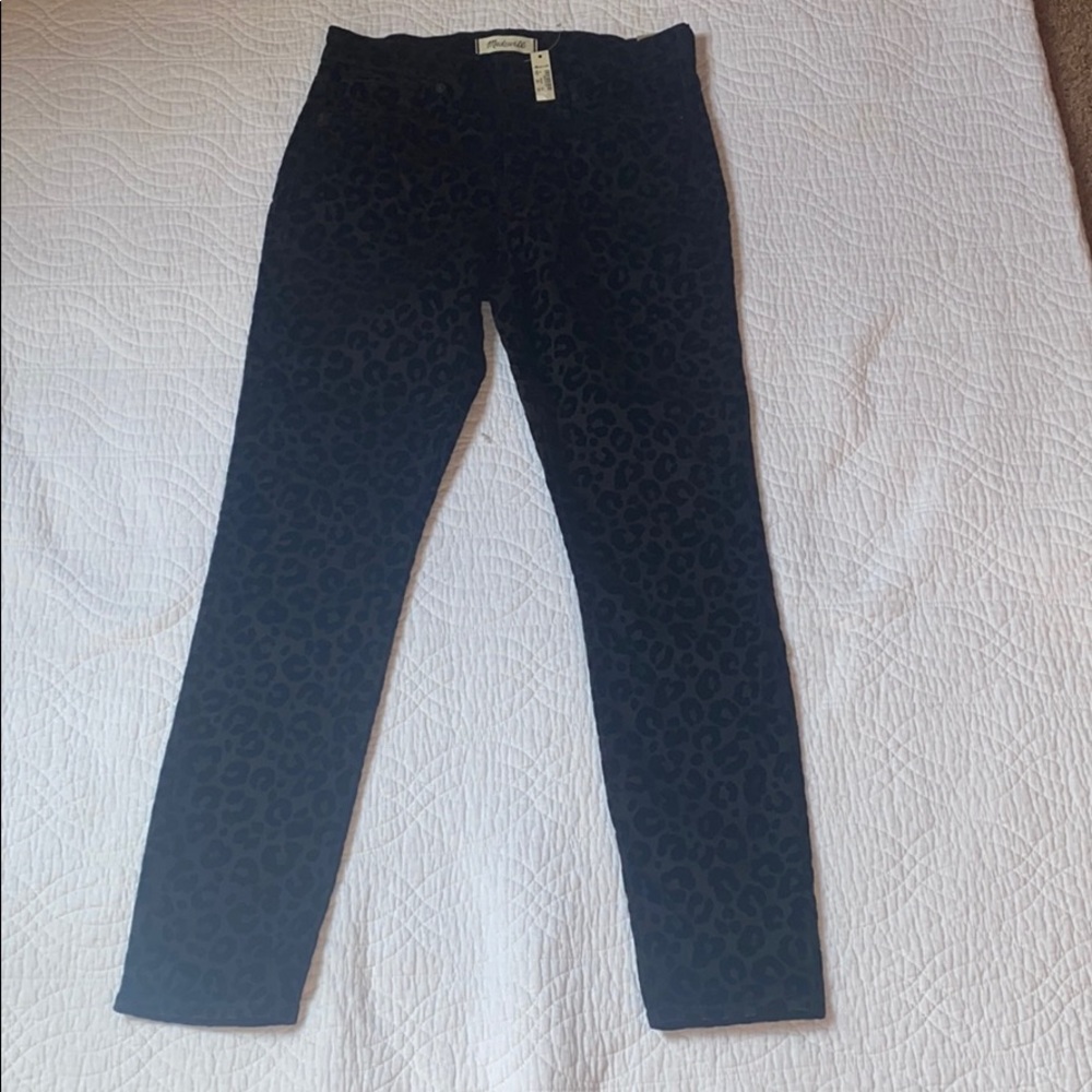 Madewell Skinny Flocked Leopard Jeans